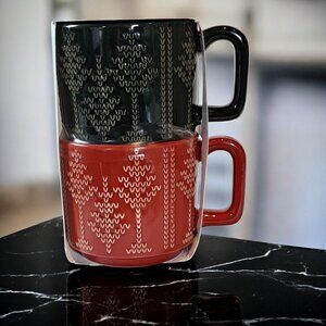 Hearth & Hand With Magnolia Set of 2 14oz Holiday Mug Fairisle Green/ Red -